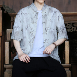 风竹叶新中式盘口宽松衬衫轻薄防晒A100-C258-P65，男装衬衫，电商A100