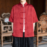 风唐装新中式短袖盘扣衬衫A100-2811-P65，男装T恤，电商A100