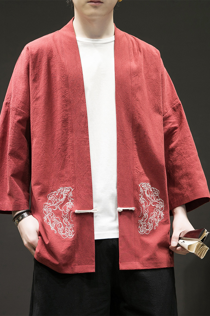 风汉服开衫刺绣盘扣精致防晒电商A100-731-p50男士宽松限68,男装民族服装,电商A100