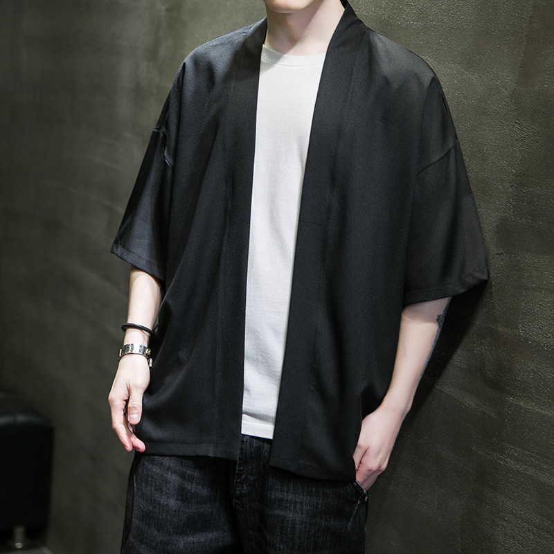 改良汉服男春夏季风男装道袍宽松大码开衫A100-Y113-P45,男装民族服装,电商A100