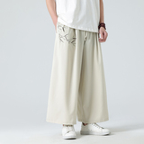 夏季风新中式竹子刺绣阔腿裤大码加大加款电商A100-2311-P60，男装休闲裤，电商A100