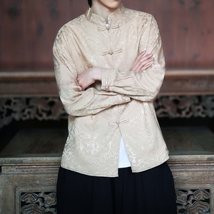 风新中式压花龙纹汉服长袖衬衫A100-C312-P65图片