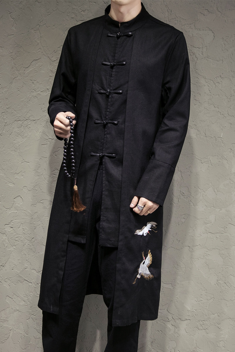 风绣花长外套电商A100-B31-P95,男装民族服装,电商A100