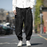 盘扣压花束脚裤风民族风加大码休闲裤电商A100-182-P60，男装民族服装，电商A100