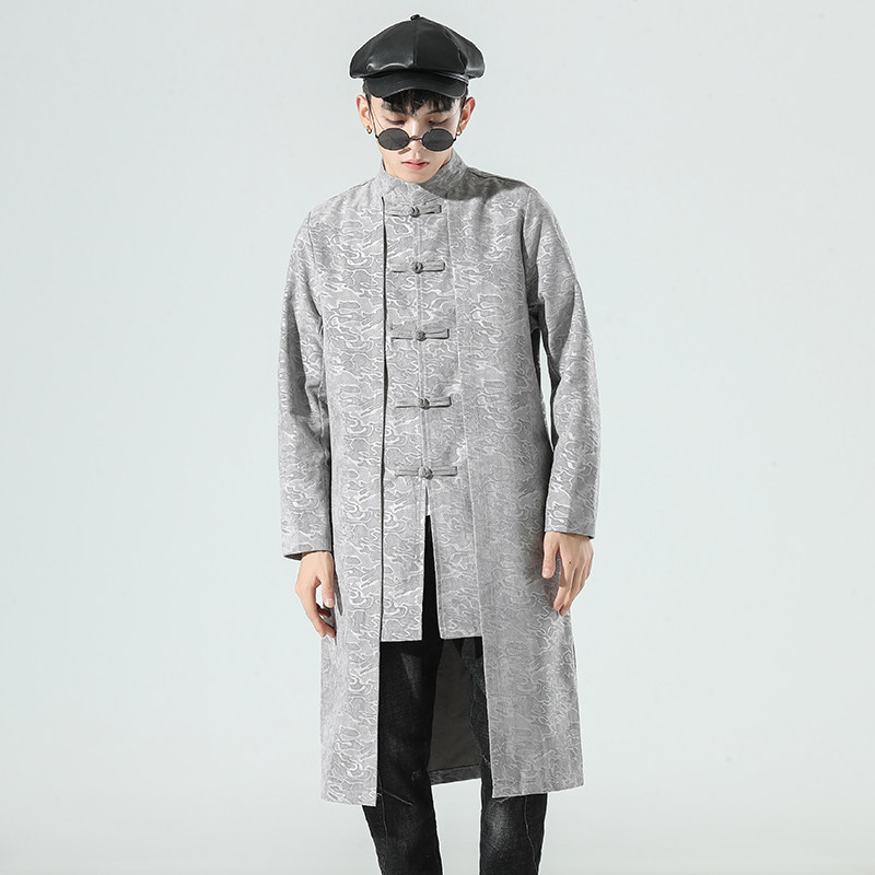 锦涤压花唐装长衫外套钱2塘4018-B35,男装夹克,电商A100