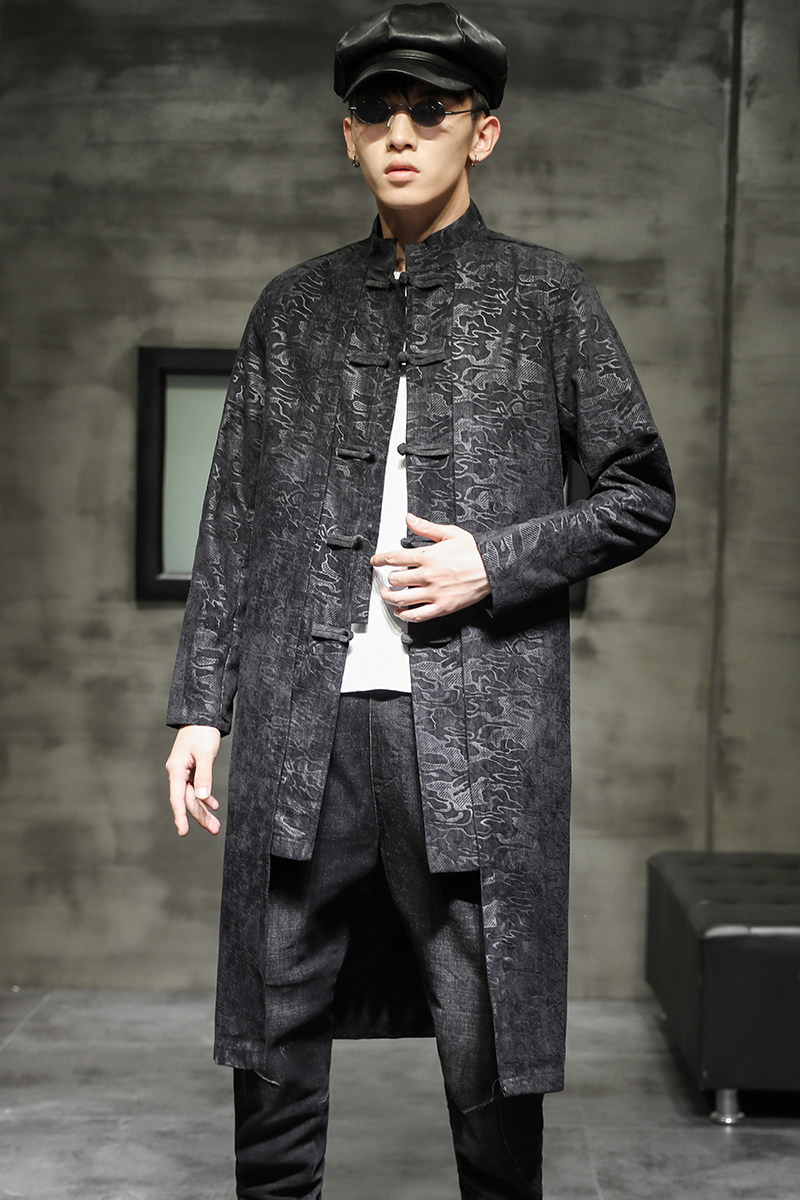 锦涤压花唐装长衫外套钱3塘4018-B35,男装夹克,电商A100