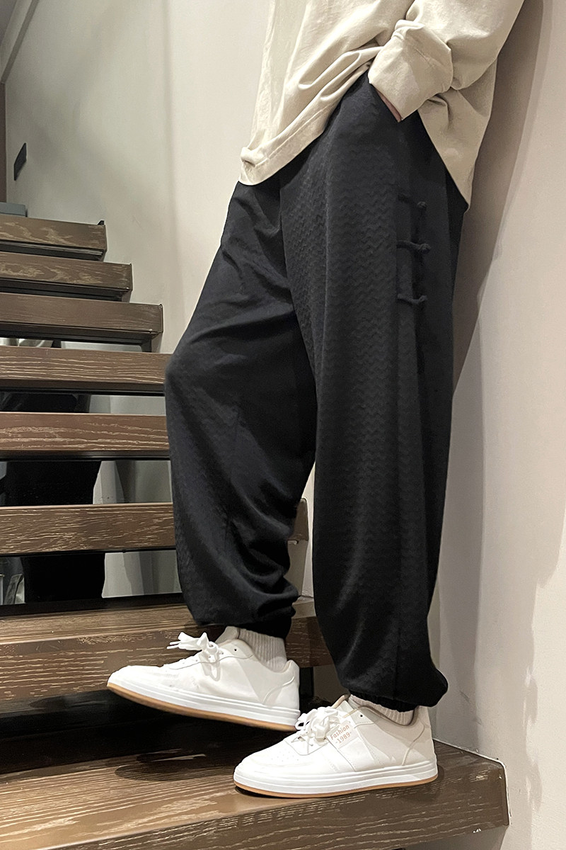 风立体盘口松紧宽松长裤电商A100-K7790-P55,男装休闲裤,电商A100