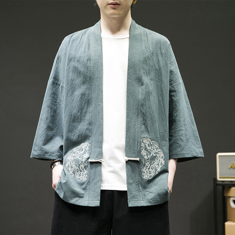 风汉服开衫刺绣盘扣精致防晒电商A100-731-p50男士宽松限68,男装防晒衣,电商A100