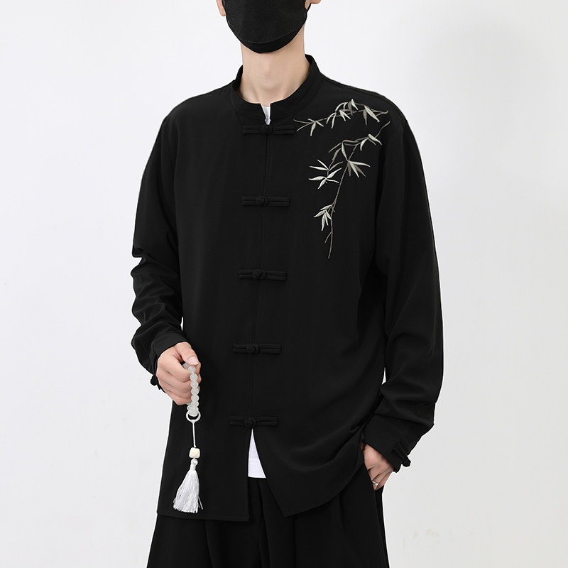 风长袖盘扣衬衫新中式唐装风电商A100-C23-P70,男装民族服装,电商A100