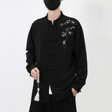 风长袖盘扣衬衫新中式唐装风电商A100-C23-P70，男装民族服装，电商A100