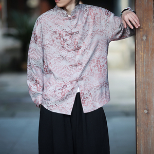 风新中式压花龙纹汉服长袖衬衫A100-C312-P65图片
