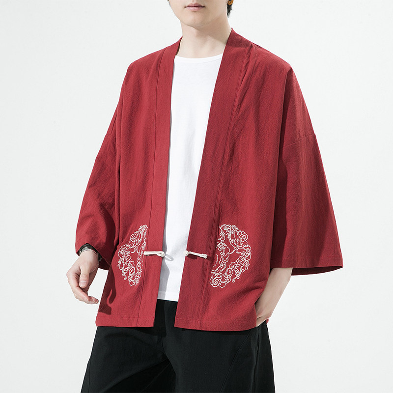 风汉服开衫刺绣盘扣精致防晒电商A100-731-p50男士宽松限68,男装防晒衣,电商A100