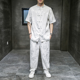 风盘扣套装龙纹暗花电商A100-2010+8804-95，男装休闲套装，电商A100