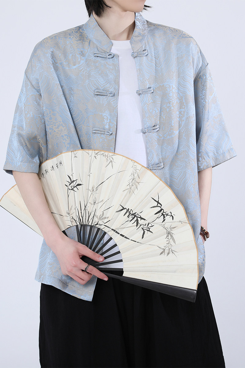 风新中式印花汉服衬衫电商A100-C311-P75,男装衬衫,电商A100