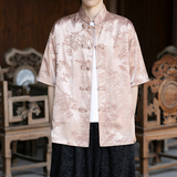 风唐装盘扣男士短袖衬衫个性演出电商A100-2809-p65，男装T恤，电商A100