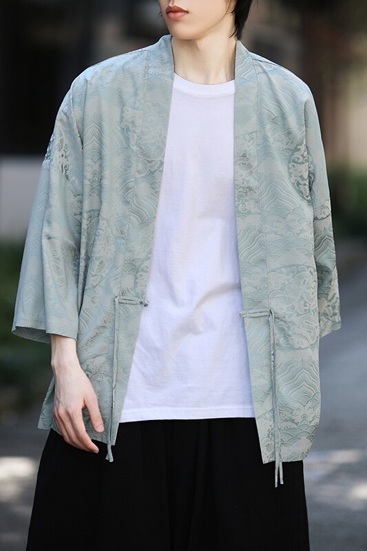 风龙纹冰丝汉服开衫外套古风禅服居士服道袍披风A100-721-P40,男装民族服装,电商A100