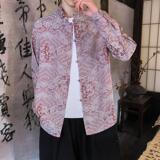 风新中式压花龙纹汉服长袖衬衫A100-C312-P65，男装衬衫，电商A100