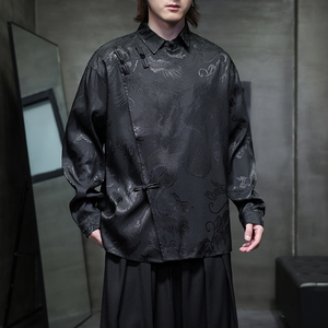 新中式风衬衫男士长袖唐装汉服改良盘扣衬衣电商A100-262-P65图片