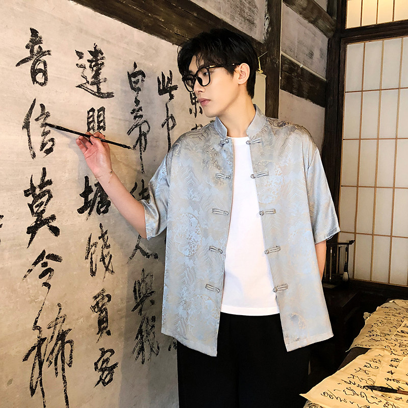 风新中式印花汉服衬衫电商A100-C311-P75,男装衬衫,电商A100