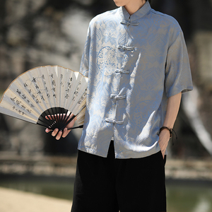 风新中式印花汉服衬衫电商A100-C311-P75，男装衬衫，电商A100