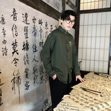 风新中式牛仔衬衫刺绣复古长袖上衣电商A100-C333-P65，男装衬衫，电商A100