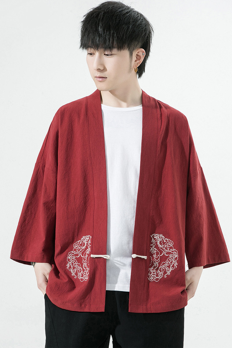 风汉服开衫刺绣盘扣精致防晒电商A100-731-p50男士宽松限68,男装民族服装,电商A100