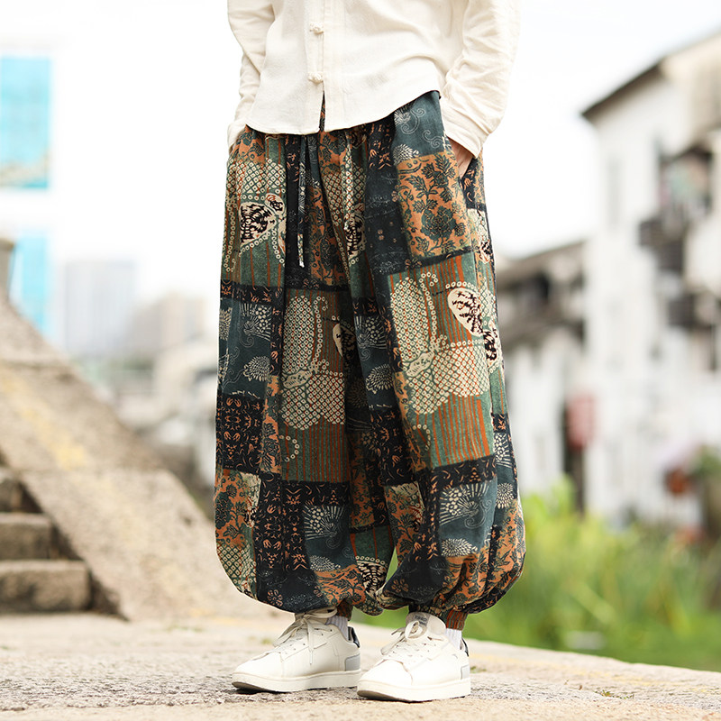 花色民族风束脚裤电商A100-K7780-P50,男装民族服装,电商A100