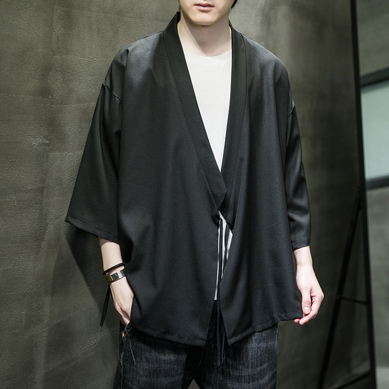 夏风日系风纯色休闲汉服开衫加大加宽加码电商A100-Y116-P55,男装民族服装,电商A100