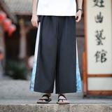风古风山水盘口宽松男裤电商A100-K7788-P55，男装休闲裤，电商A100