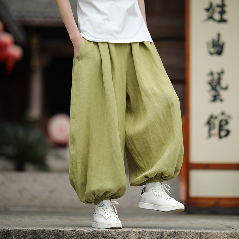 全亚麻束脚裤休闲宽松电商A100-QM2520-P140,男装休闲裤,电商A100