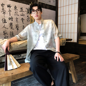 风新中式竹叶印花衬衫电商A100-C326-P65图片
