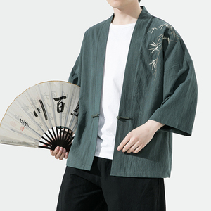 新中式改良汉服风男装古风道袍刺绣外套日系和风A100-735-p50图片