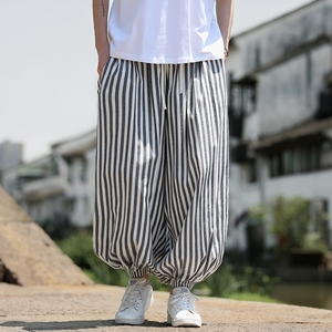 麻棉束脚灯笼裤哈伦宽松新风条纹休闲裤电商A100-MK2530-p78图片