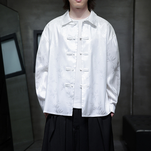 风提花衬衫男士长袖新中式男装盘扣唐装汉服电商A100-C39-P65图片