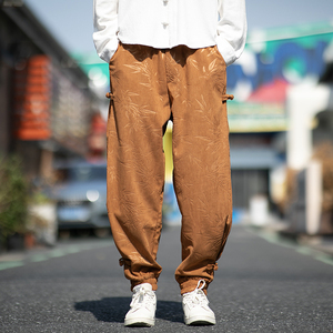 大码男装风休闲裤子灯芯绒压花新中式电商A100-2503-P55图片