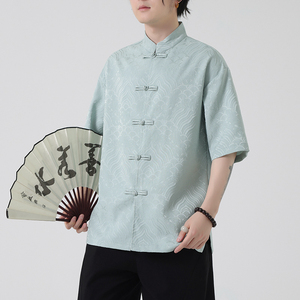 风新中式盘口休闲衬衫水波纹电商A100-C238-P65图片