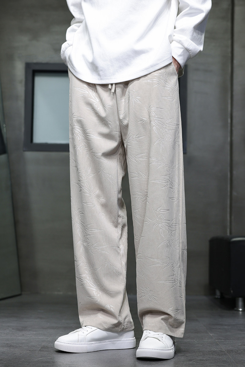 风竹子灯芯绒休闲裤男秋季宽松直筒阔腿裤电商A100-2505-P50,男装休闲裤,电商A100
