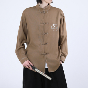风新中式牛仔衬衫刺绣复古长袖上衣电商A100-C333-P65图片