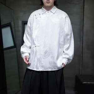 新中式风衬衫男士长袖唐装汉服改良盘扣衬衣电商A100-262-P65