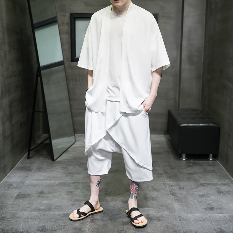 风日系纯色开衫套装DSA100-Y113+D201-P88,男装休闲套装,电商A100