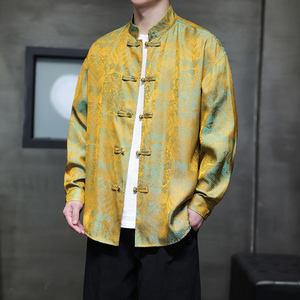 新中式风男装长袖印花衬衫盘扣A100-C87-P85图片