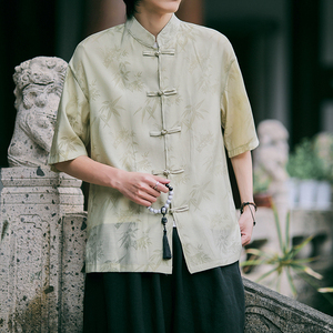 新中式盘扣中山唐装风暗纹衬衫A100-232-P65图片