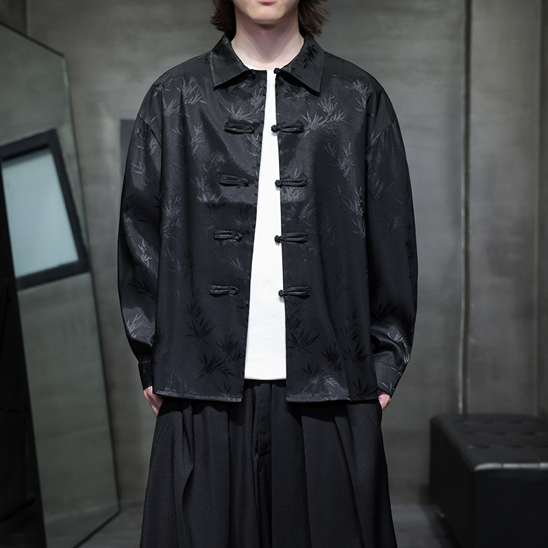 风提花衬衫男士长袖新中式男装盘扣唐装汉服电商A100-C39-P65图片
