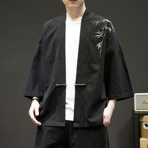 新中式改良汉服风男装古风道袍刺绣外套日系和风A100-735-p50图片