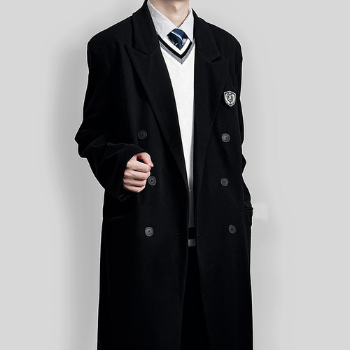 木村叔dk日系制服西装毛呢大衣男士春秋季双排扣长款呢子西服外套