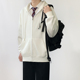 木村叔dk日系白色连帽卫衣男生学院风纯色休闲拉链春秋季 外穿外套