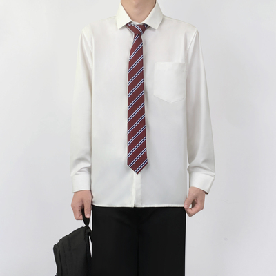 dk制服日系白色长袖衬衫男