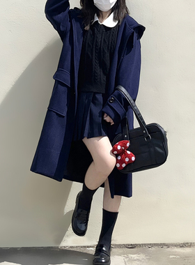 木村叔jk日系毛呢大衣女春秋季高级感牛角扣小个子中长款呢子外套