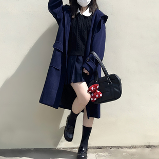 木村叔jk日系毛呢大衣女春秋季高级感牛角扣小个子中长款呢子外套