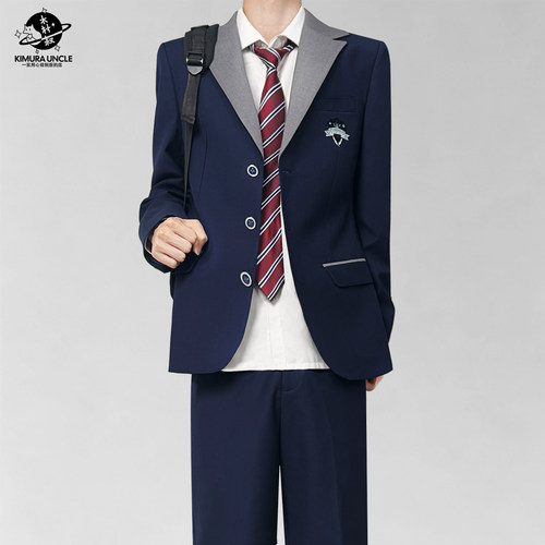木村叔dk日系正版刺绣徽章多色西服外套男春秋季青年正装18岁礼服